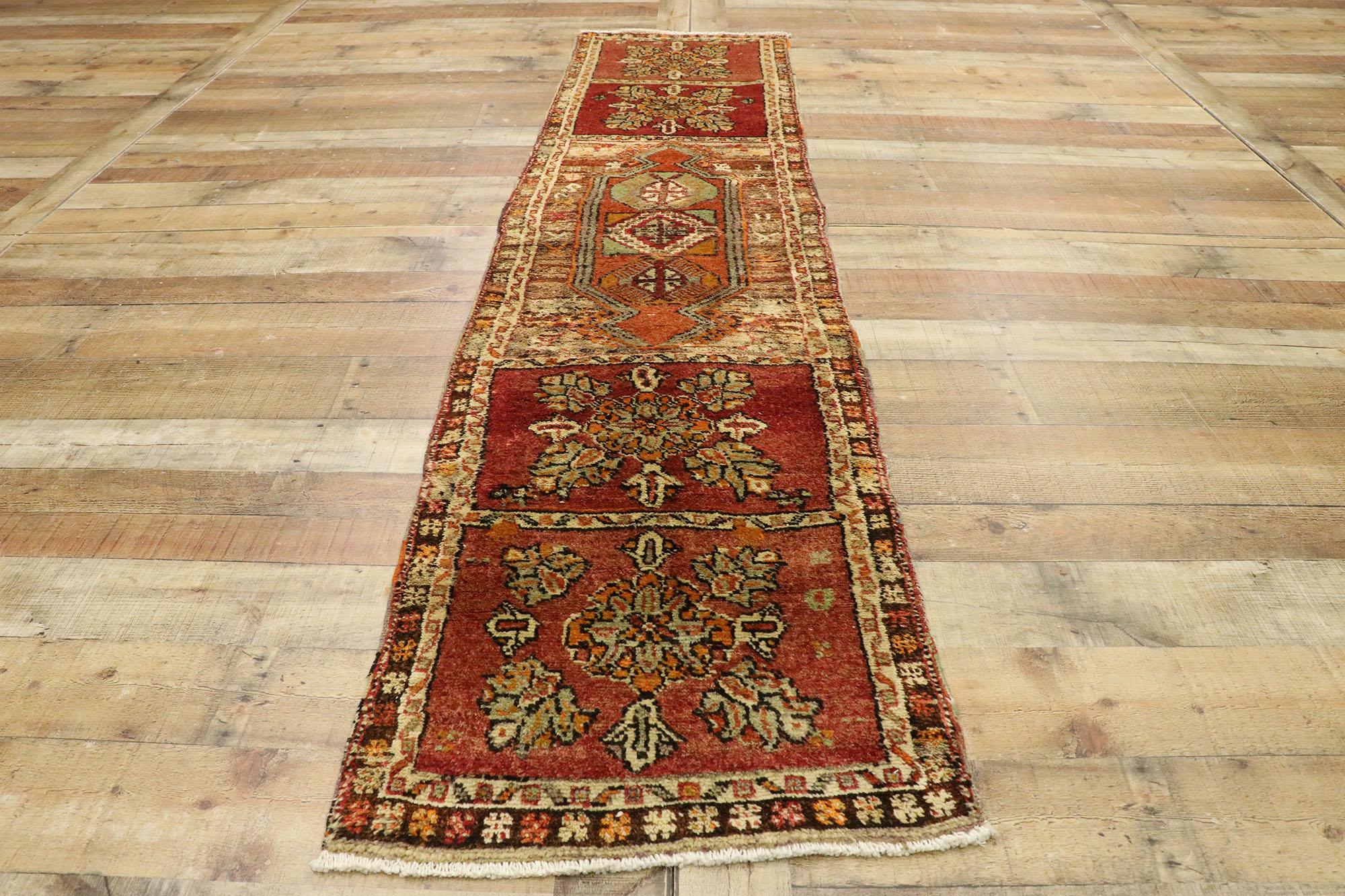 Vintage Turkish Oushak Runner with Rustic Arts & Crafts Style For Sale 2