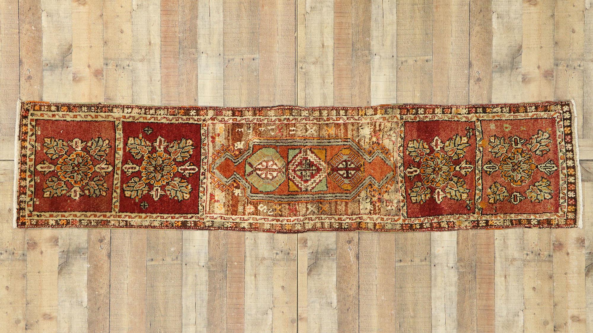 Vintage Turkish Oushak Runner with Rustic Arts & Crafts Style For Sale 3