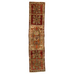 Vintage Turkish Oushak Runner with Rustic Arts & Crafts Style