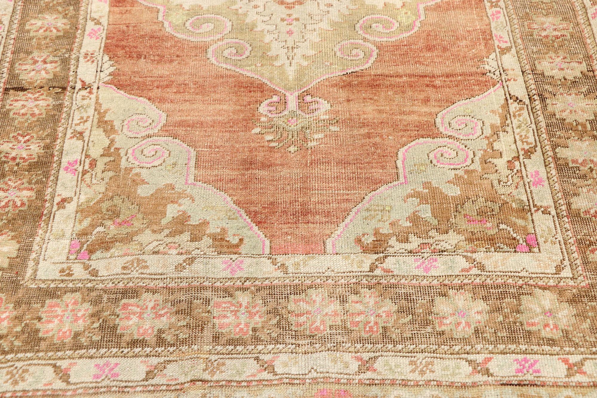 Vintage Turkish Oushak Runner with Rustic Belgian Style In Distressed Condition For Sale In Dallas, TX