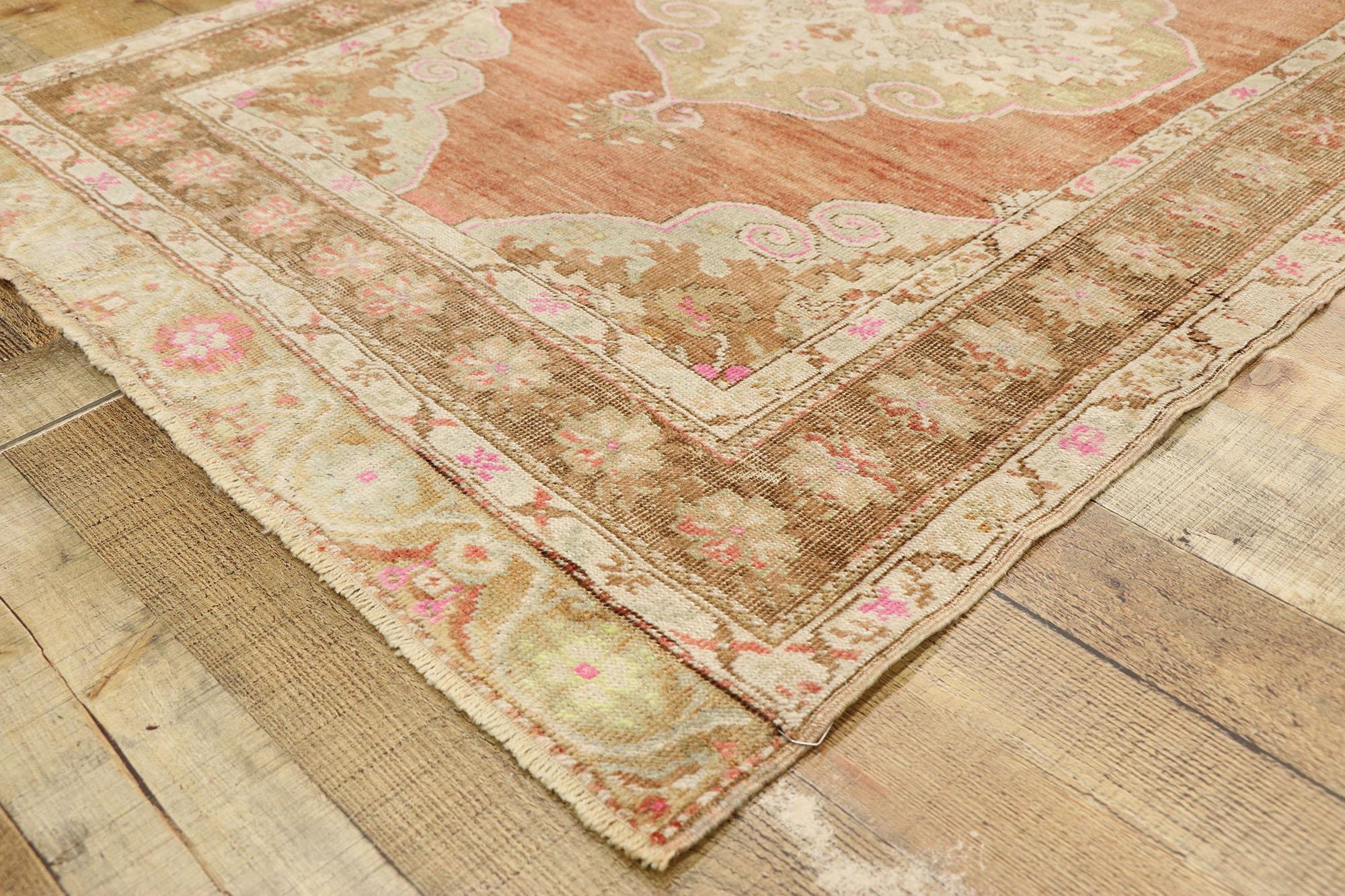 Wool Vintage Turkish Oushak Runner with Rustic Belgian Style For Sale