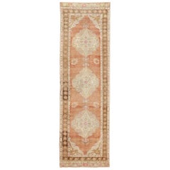 Retro Turkish Oushak Runner with Rustic Belgian Style