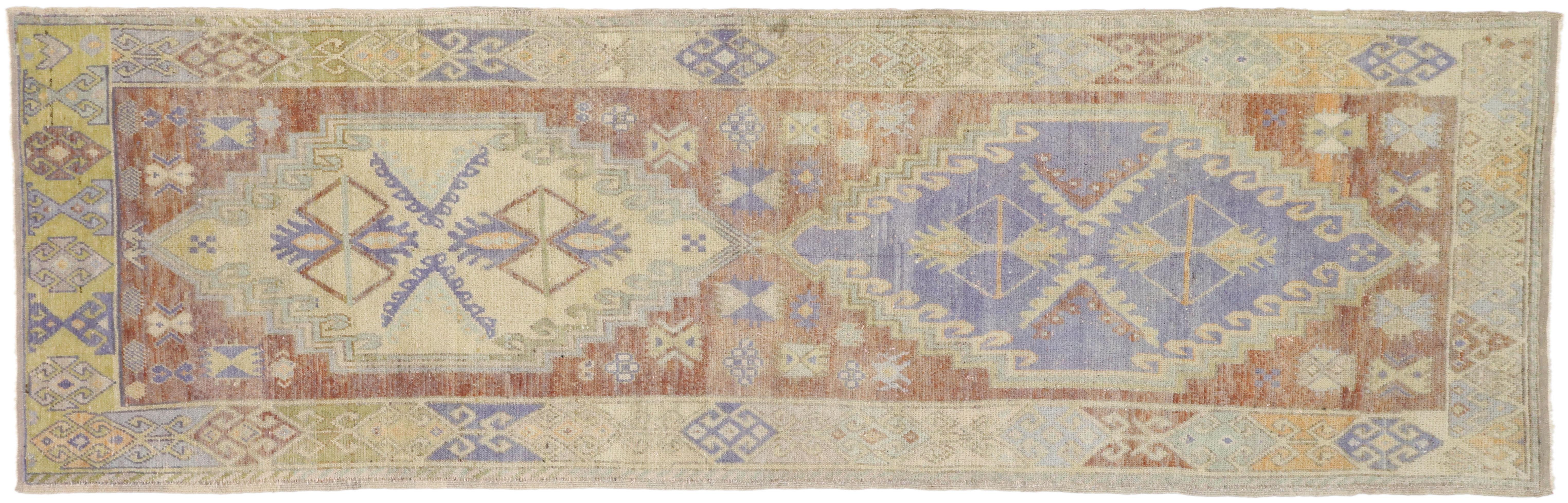 Vintage Turkish Oushak Runner with Rustic French and Georgian Style For Sale 3