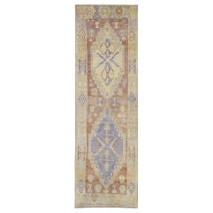 Vintage Turkish Oushak Runner with Rustic French and Georgian Style