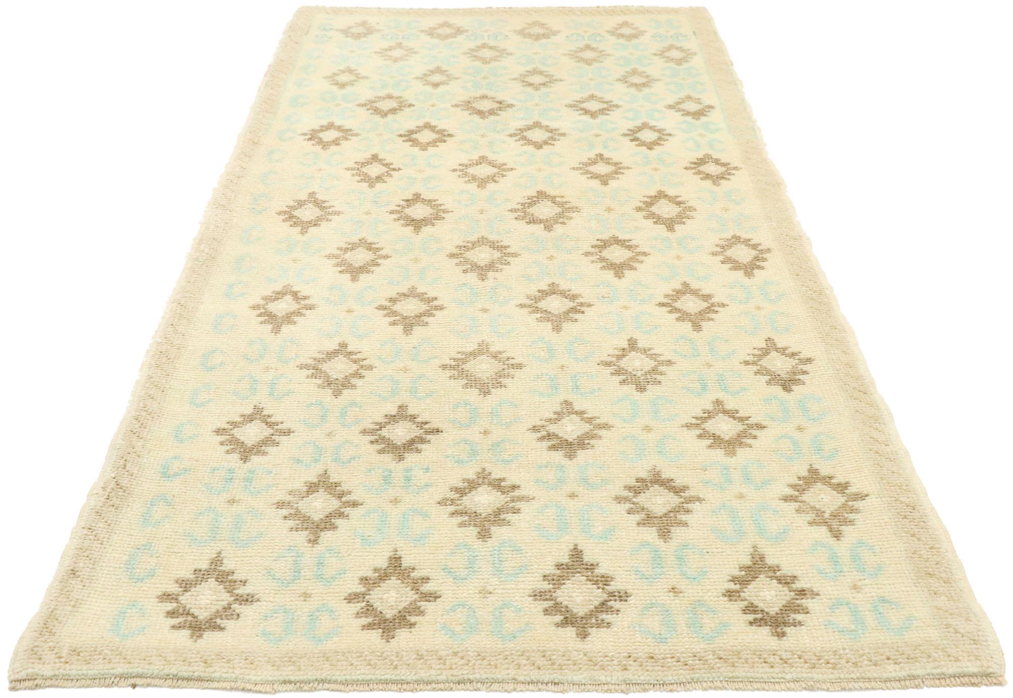 Hand-Knotted Vintage Turkish Oushak Runner with Rustic French Provincial Chateau Style For Sale