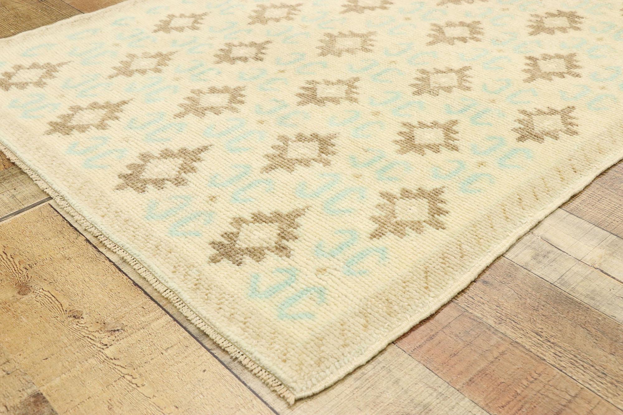 Wool Vintage Turkish Oushak Runner with Rustic French Provincial Chateau Style For Sale