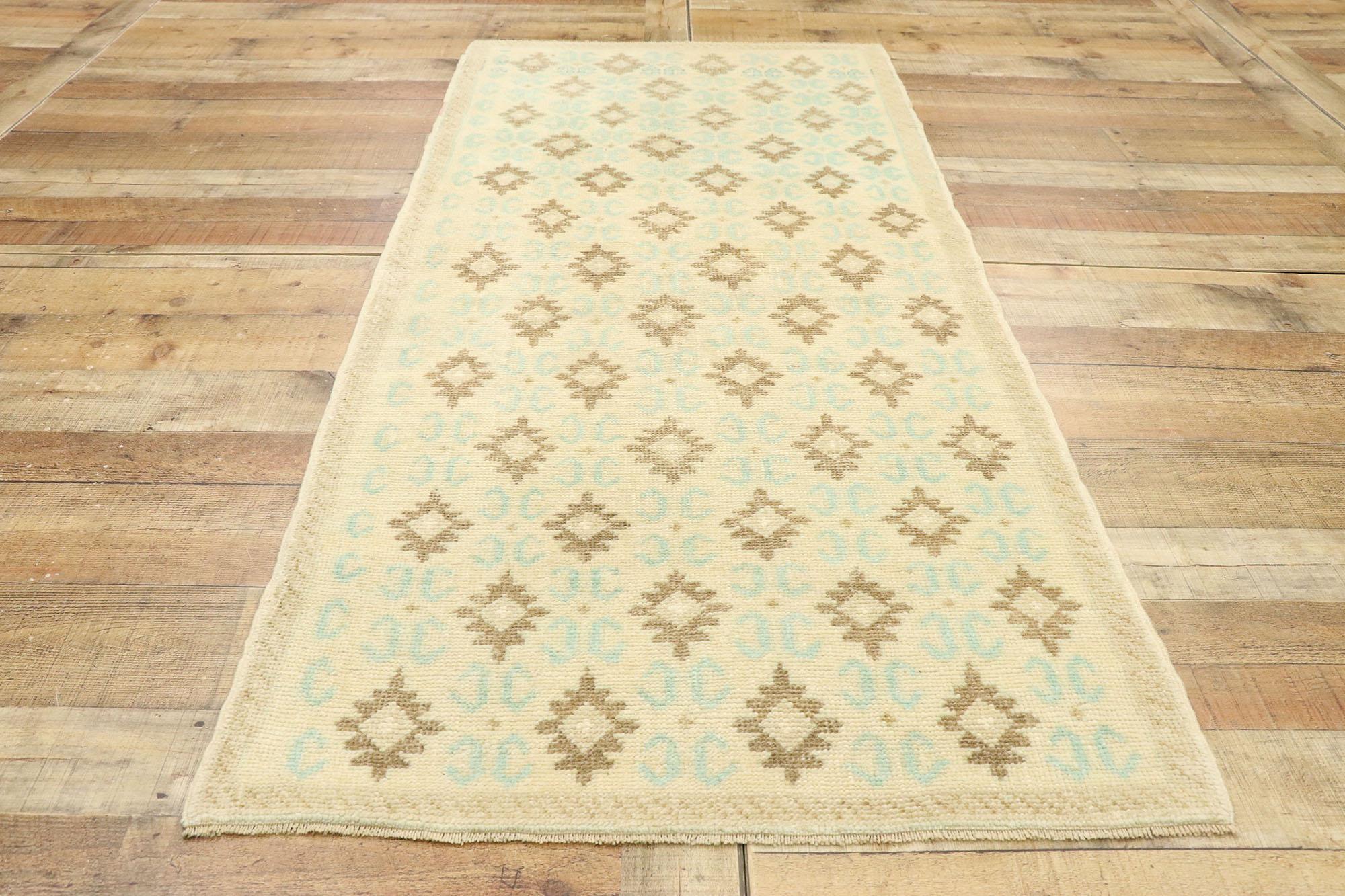Vintage Turkish Oushak Runner with Rustic French Provincial Chateau Style For Sale 1