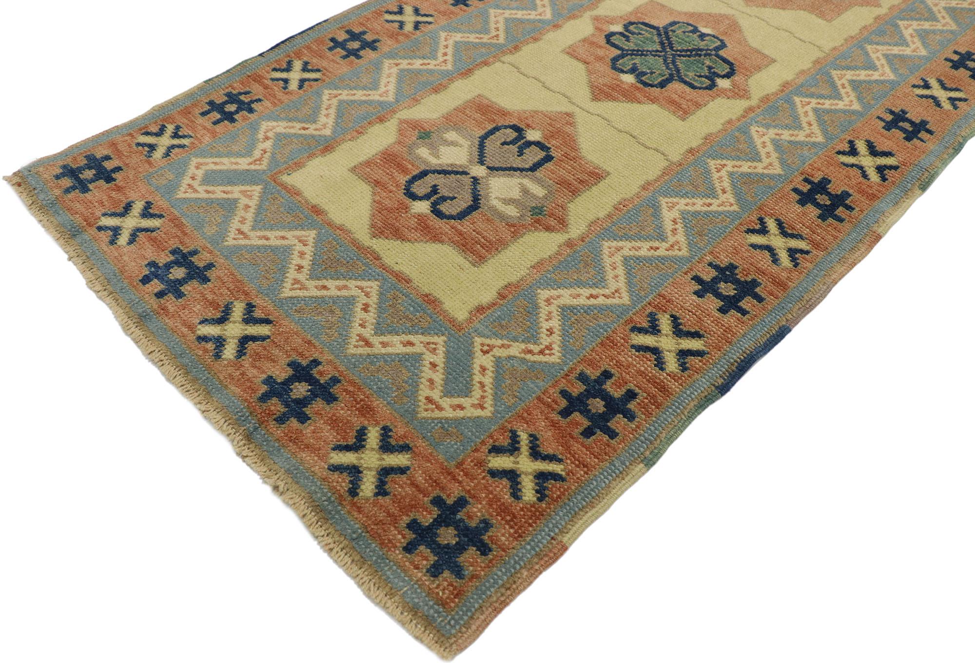 Hand-Knotted Vintage Turkish Oushak Runner with Rustic Southwestern Desert Style For Sale