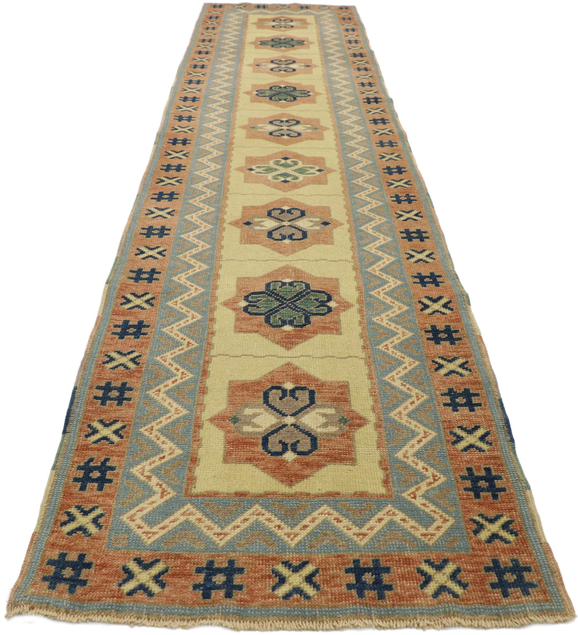 Vintage Turkish Oushak Runner with Rustic Southwestern Desert Style In Good Condition For Sale In Dallas, TX