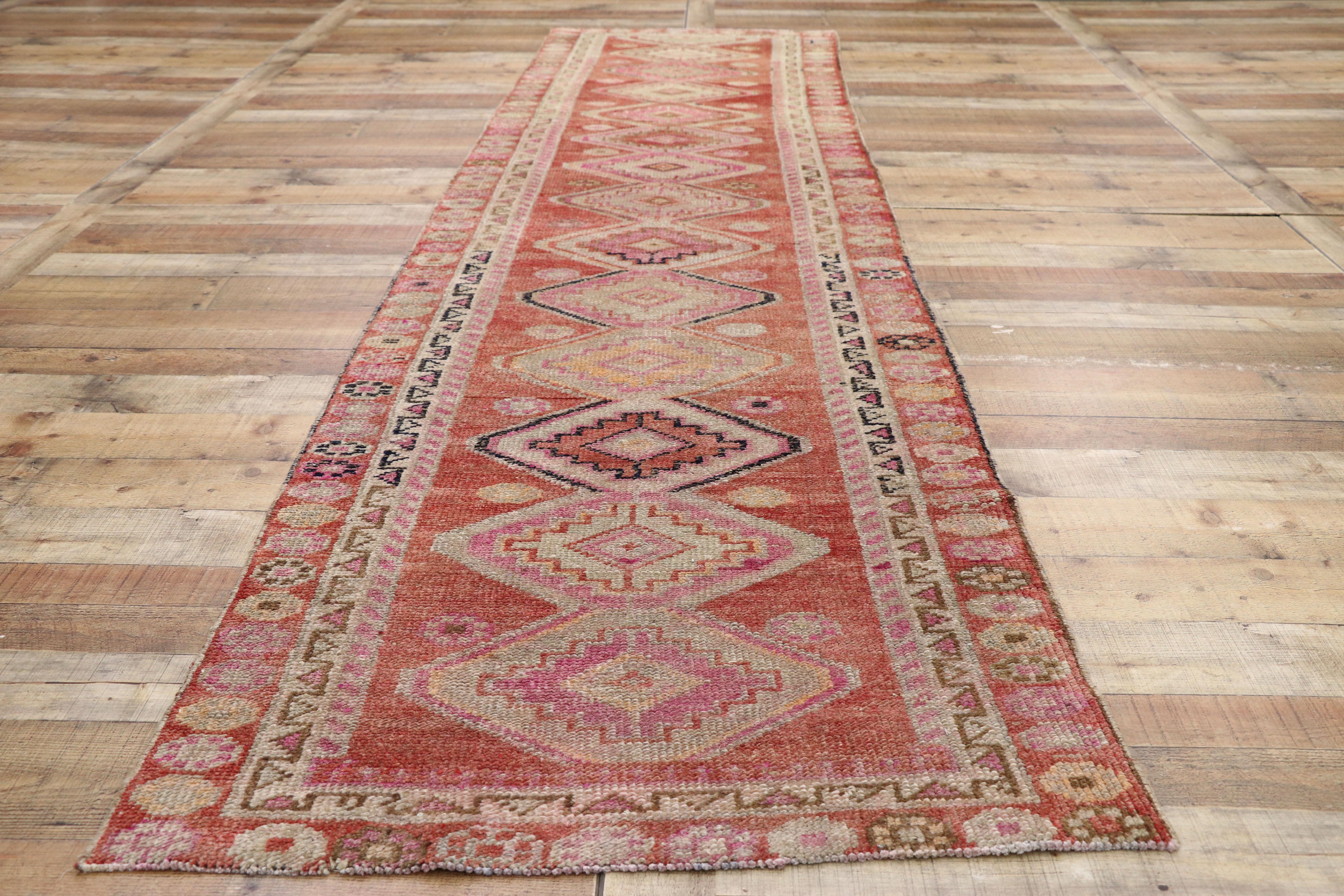 Vintage Red Turkish Oushak Rug Carpet Runner For Sale 1