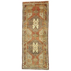 Vintage Turkish Oushak Runner with Spanish Revival Style, Wide Hallway Runner