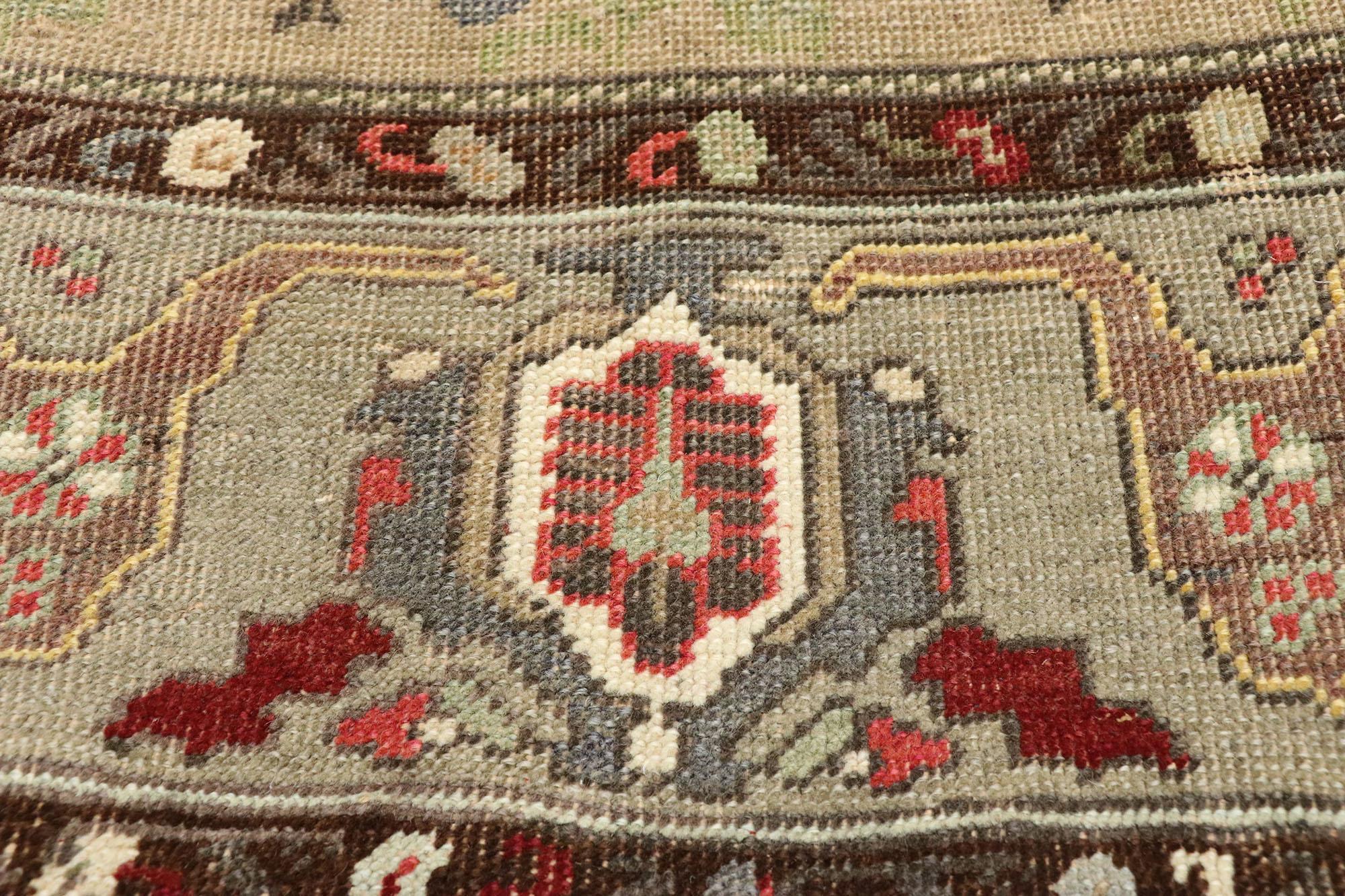 Vintage Turkish Oushak Runner with Traditional Modern Style, Hallway Runner In Good Condition For Sale In Dallas, TX