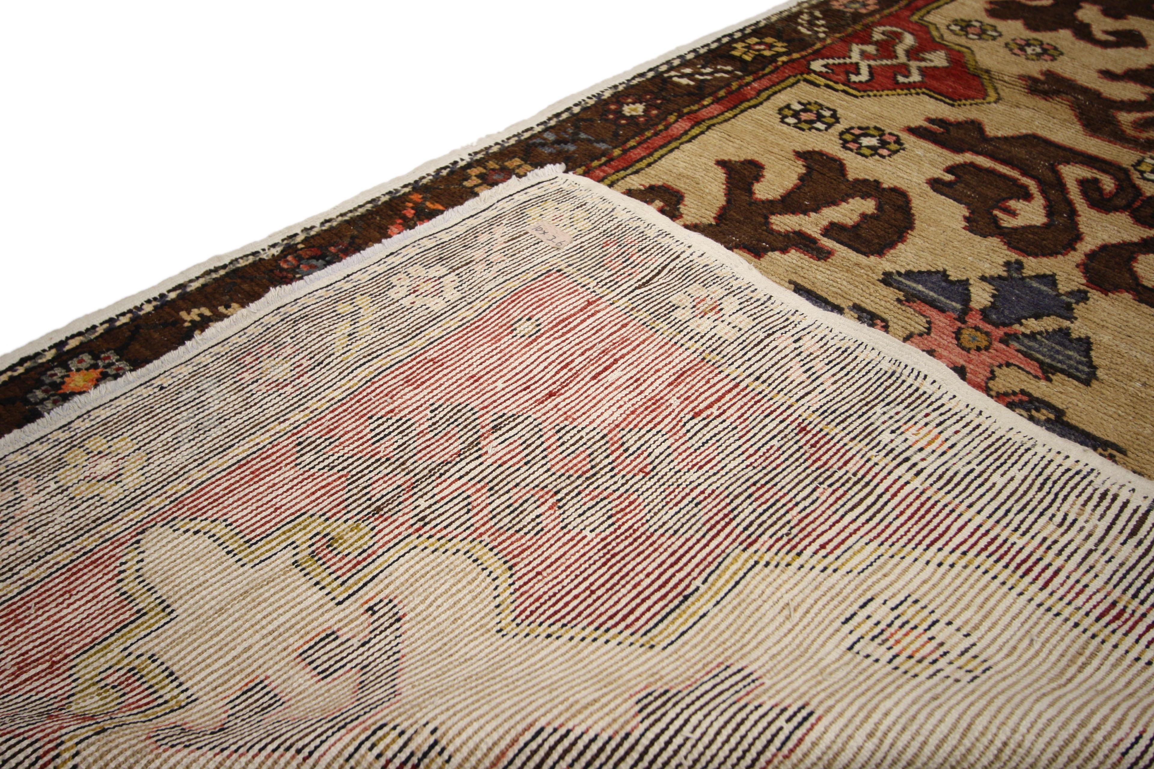 20th Century Vintage Turkish Oushak Runner with Traditional Modern Style, Hallway Runner For Sale