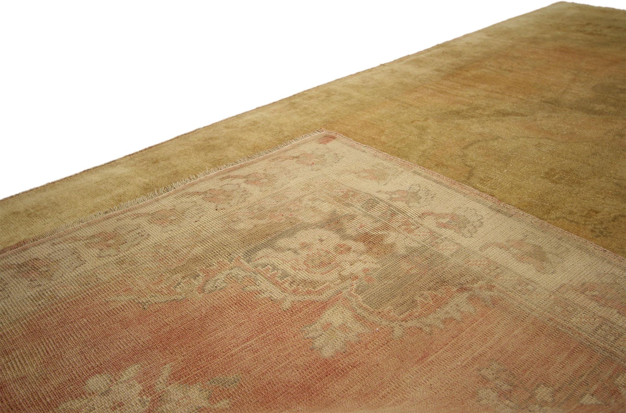 Wool Vintage Turkish Oushak Runner with Traditional Modern Style, Hallway Runner For Sale