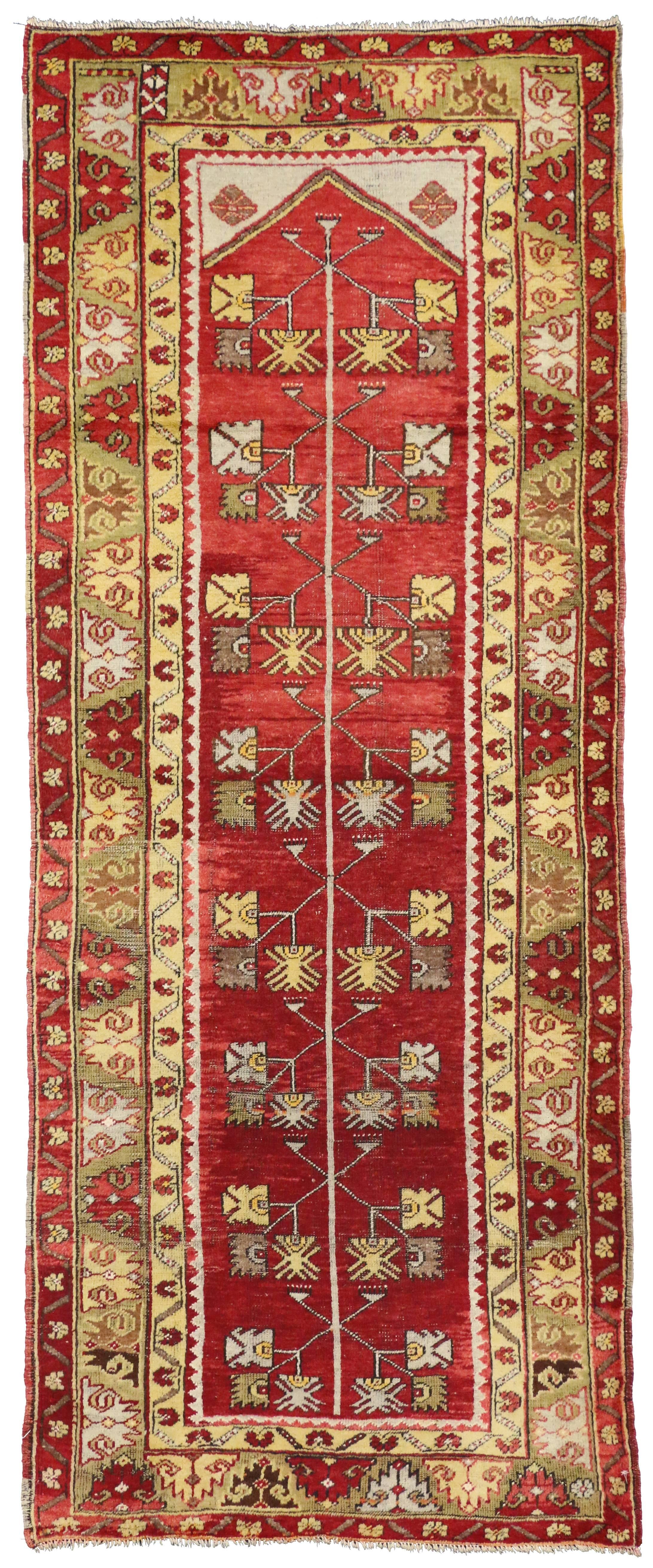 Vintage Turkish Oushak Runner with Traditional Modern Style, Hallway Runner For Sale 1