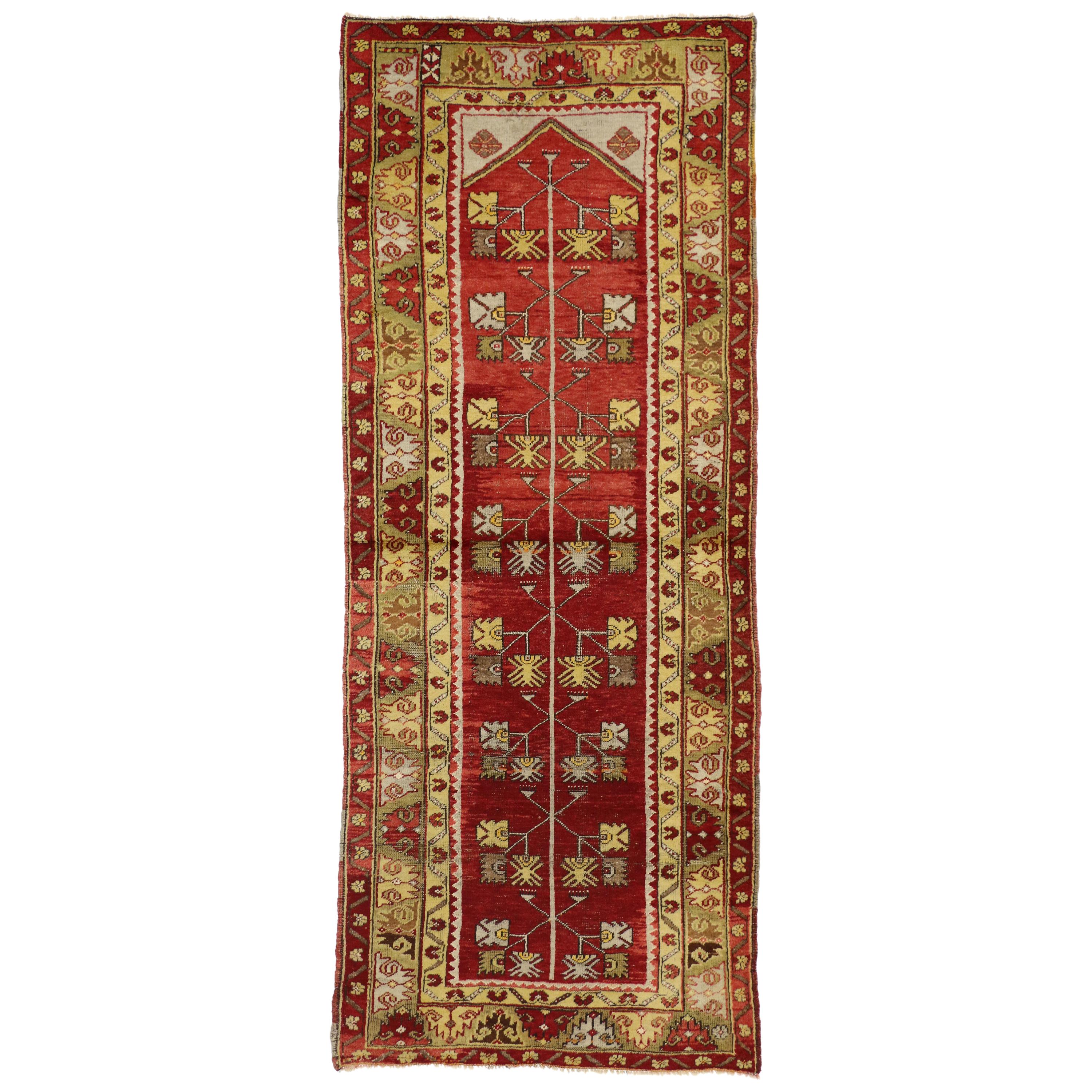 Vintage Turkish Oushak Runner with Traditional Modern Style, Hallway Runner For Sale