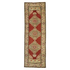 Vintage Turkish Oushak Runner with Traditional Modern Style, Hallway Runner