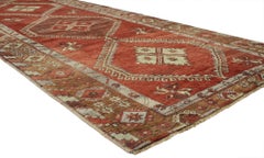 Vintage Turkish Oushak Gallery Rug with Mid-Century Modern Style, Hallway Runner
