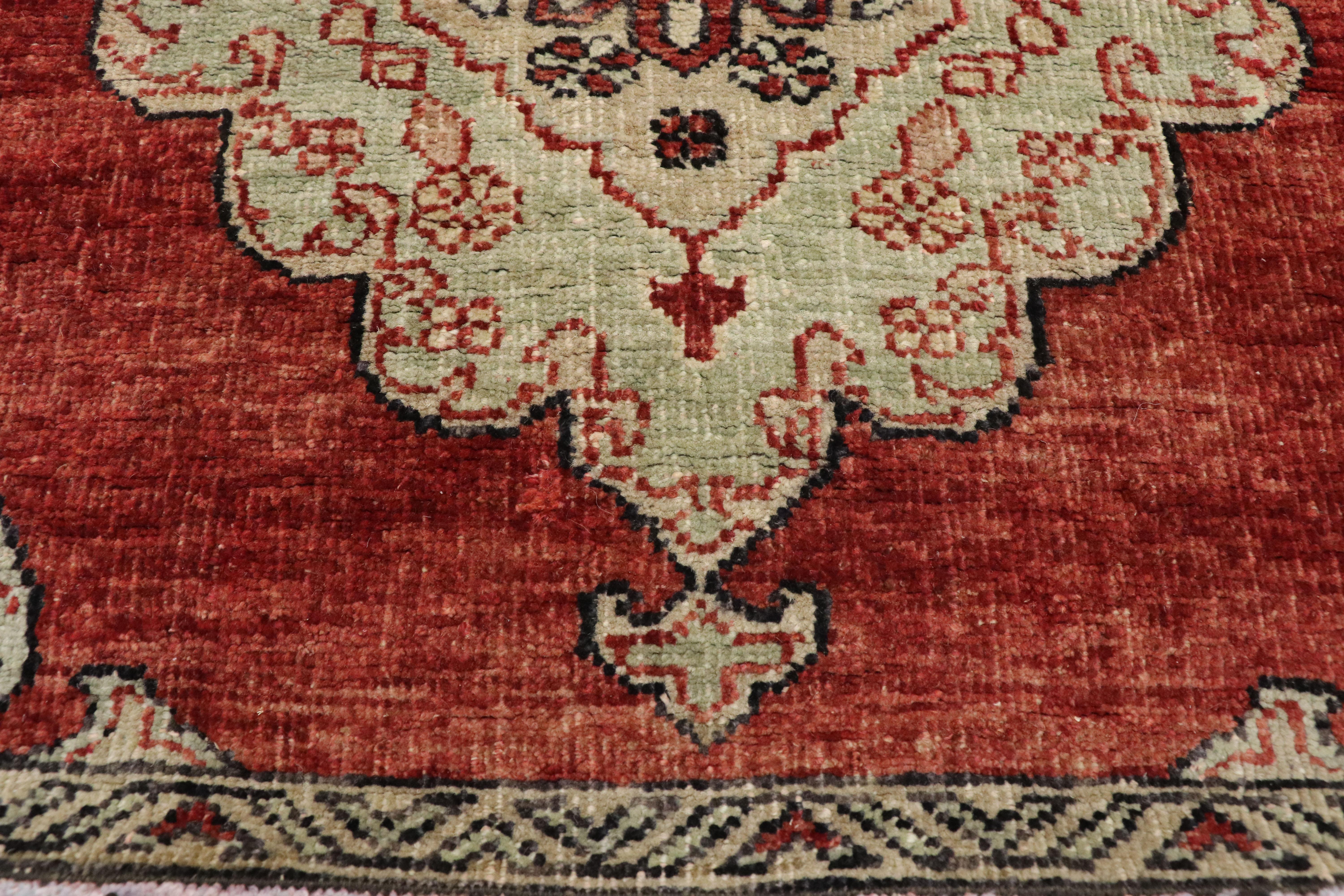 Vintage Turkish Oushak Runner with English Tudor Jacobean Style In Good Condition For Sale In Dallas, TX