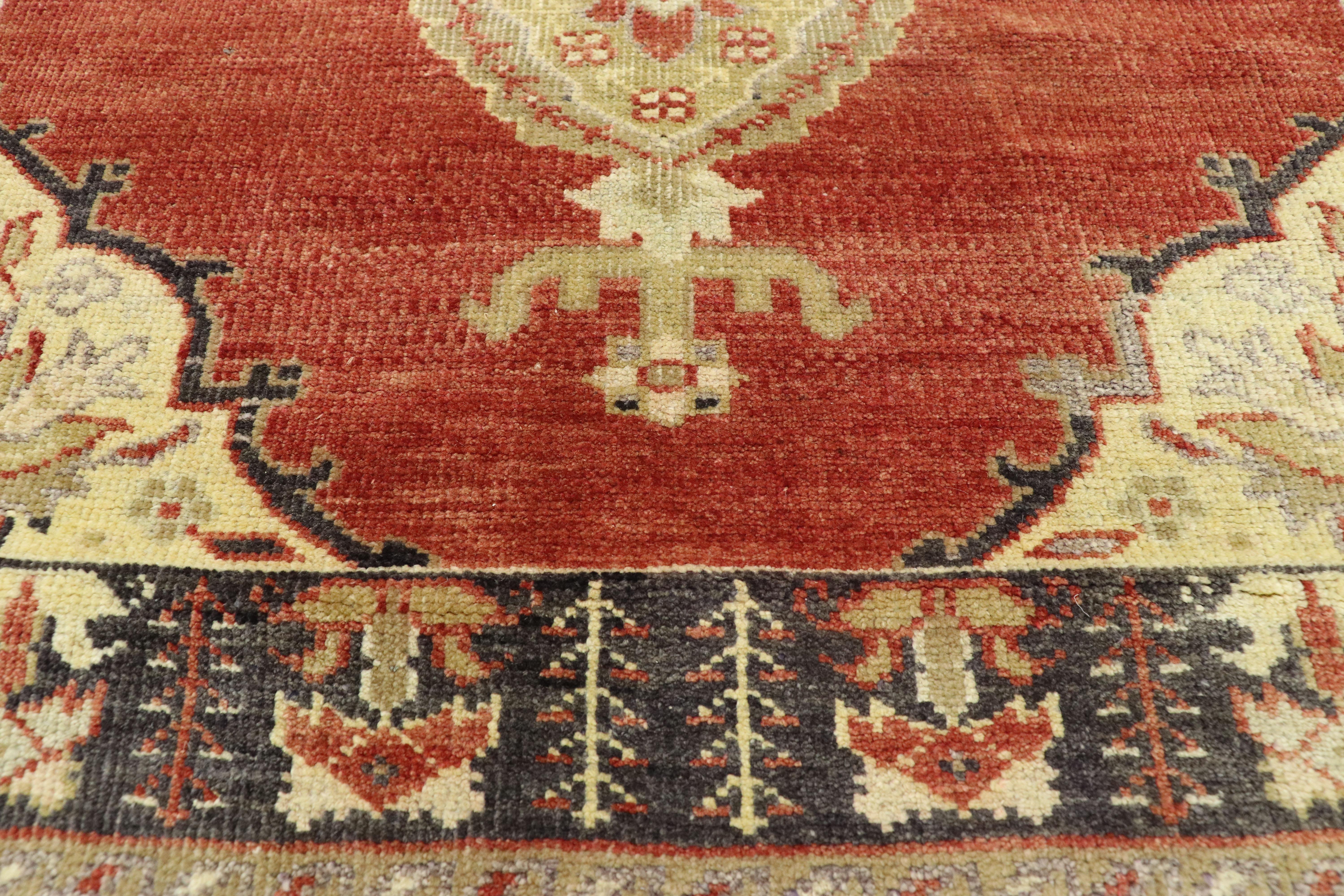 20th Century Vintage Turkish Oushak Runner with Traditional Rustic Style, Hallway Runner For Sale