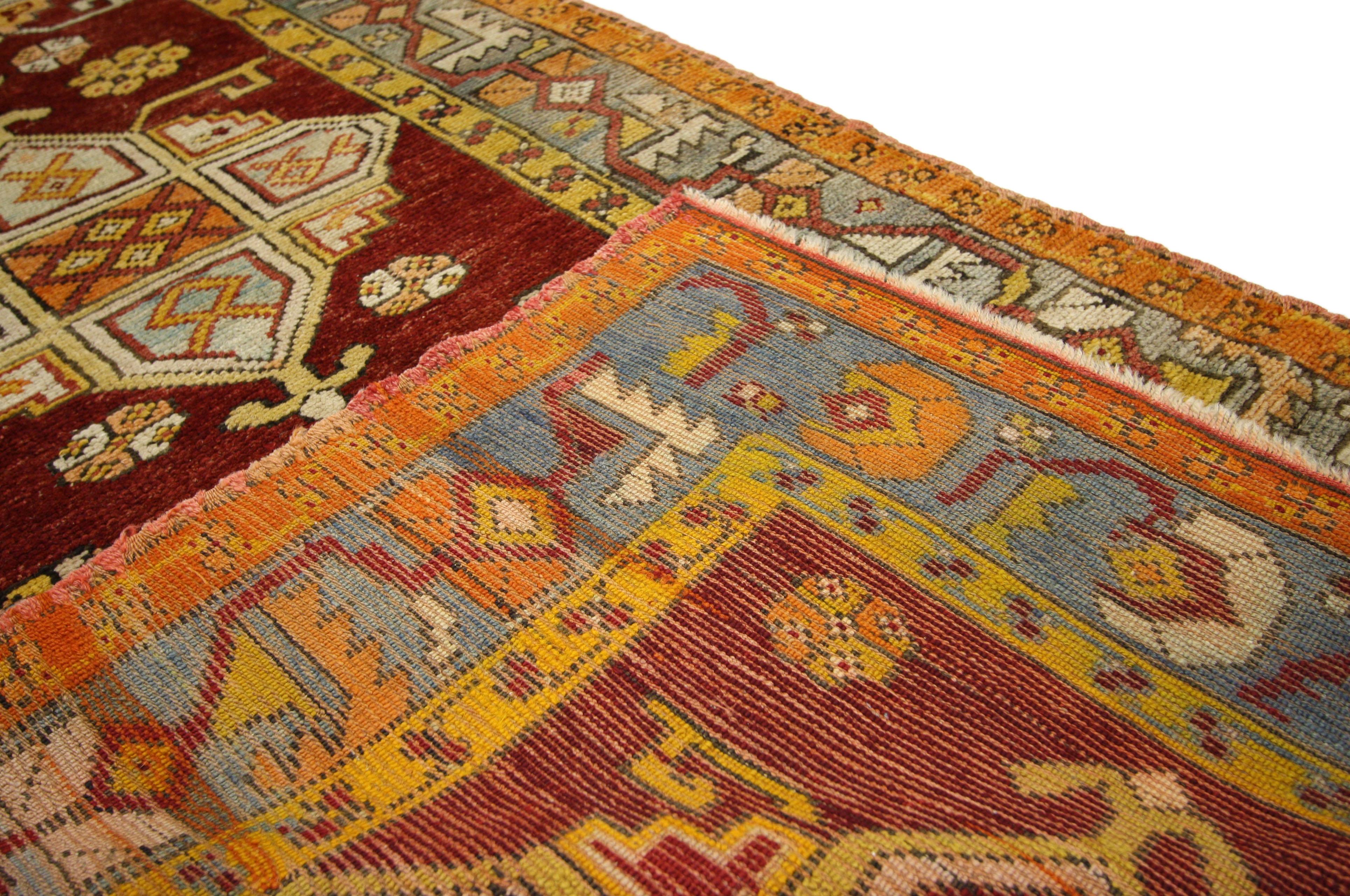 20th Century Vintage Turkish Oushak Runner with Traditional Style, Hallway Runner For Sale