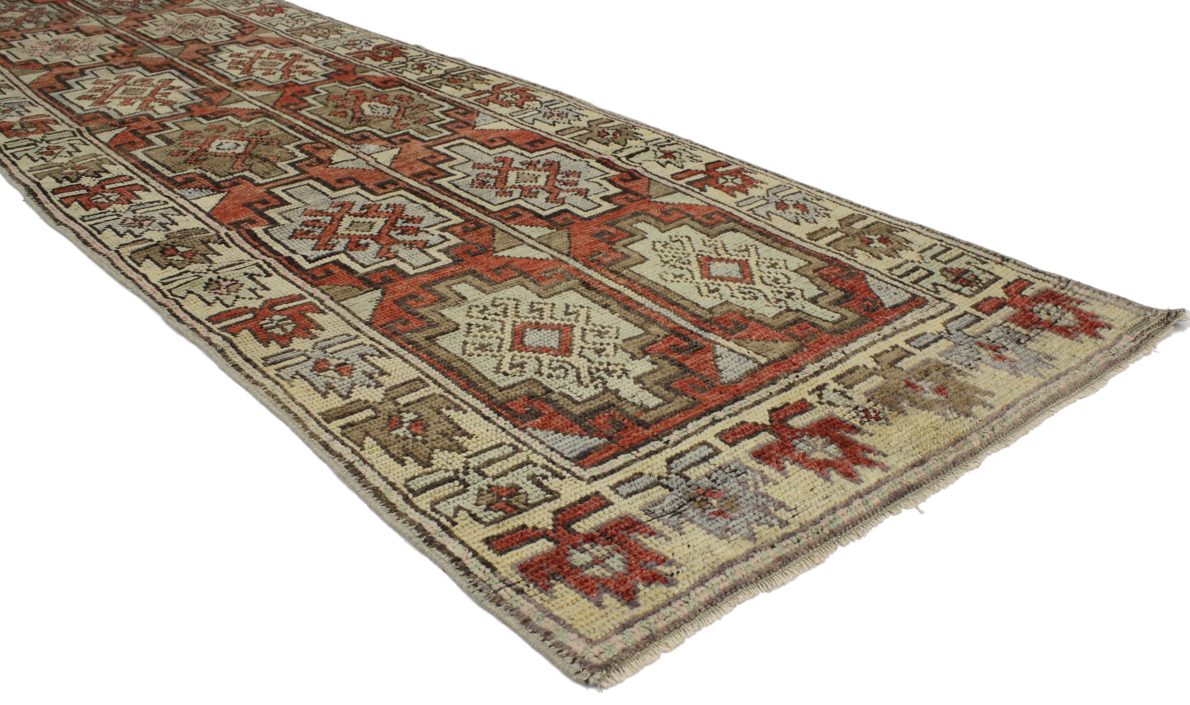 20th Century Vintage Turkish Oushak Runner with Traditional Style, Hallway Runner