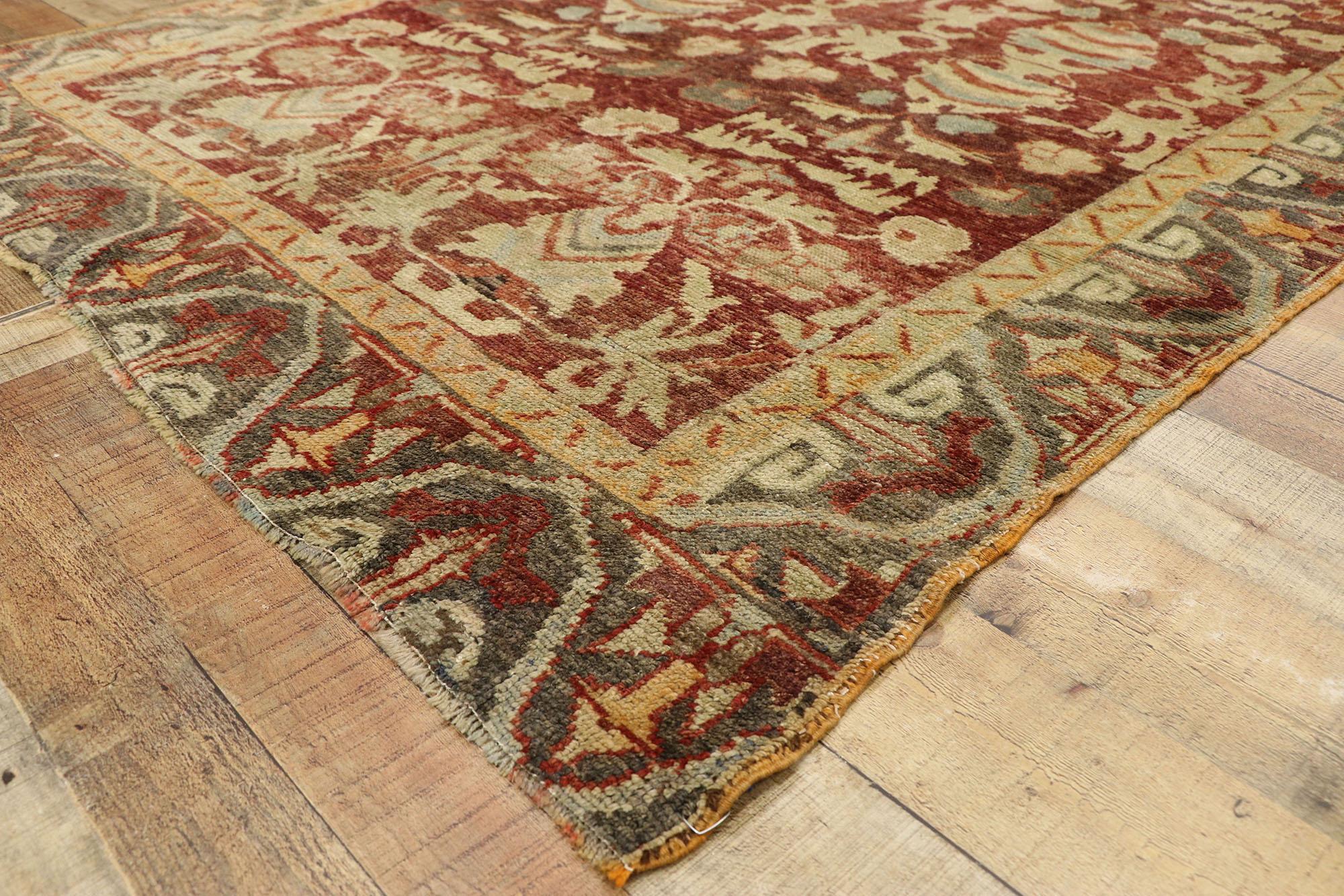 Vintage Turkish Oushak Gallery Rug with Traditional Style, Wide Hallway Runner For Sale 3