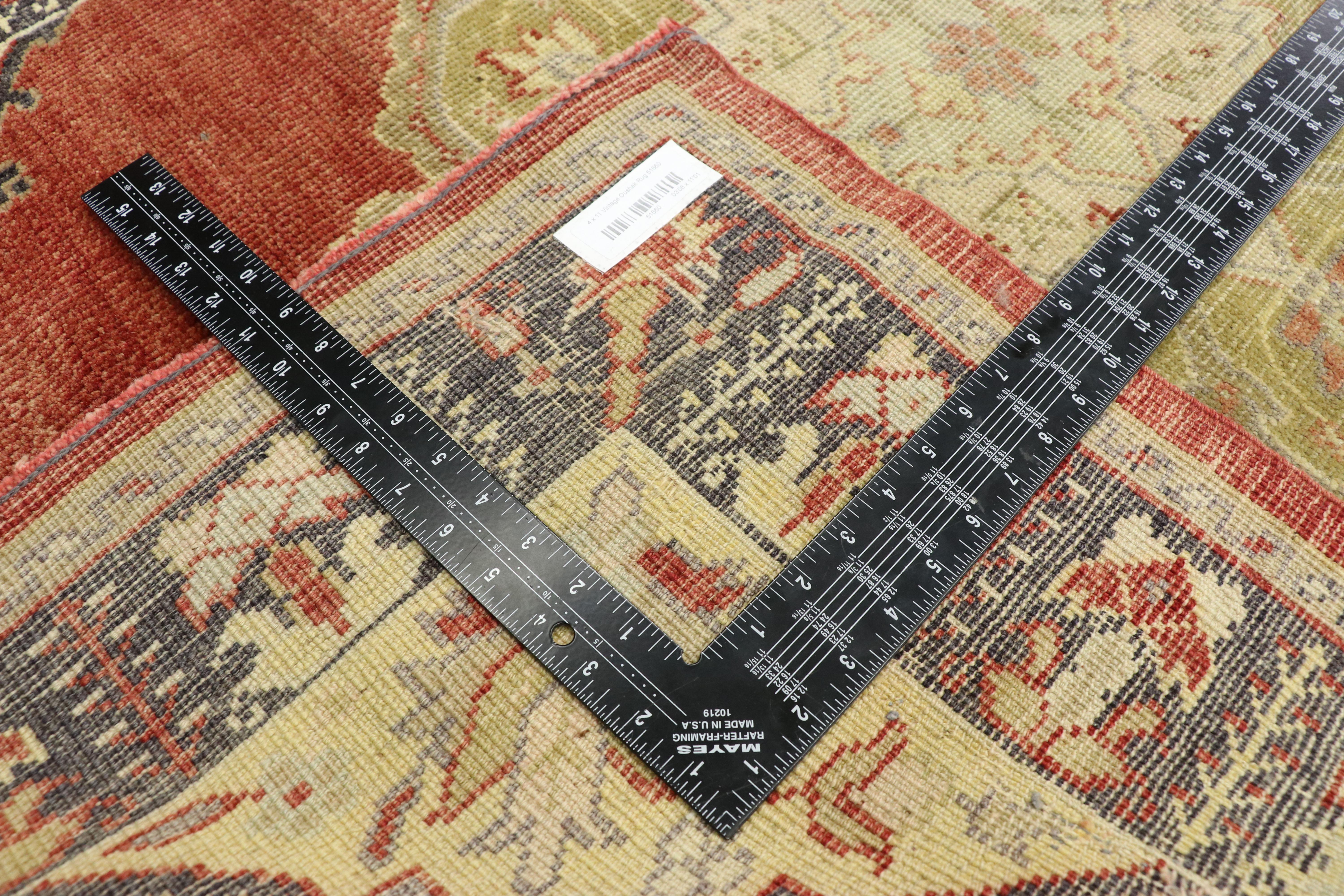 Wool Vintage Turkish Oushak Runner with Traditional Rustic Style, Hallway Runner For Sale