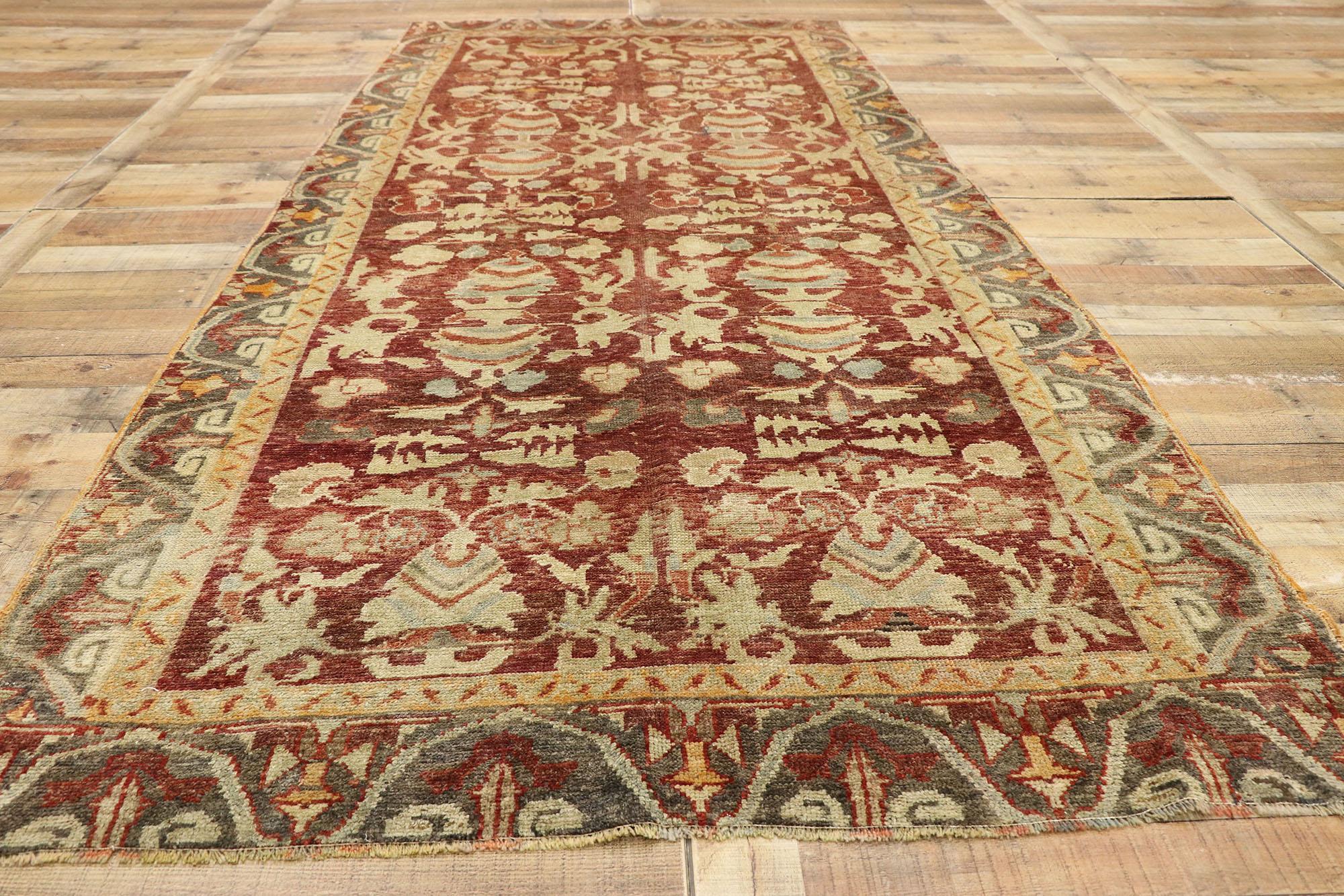 Vintage Turkish Oushak Gallery Rug with Traditional Style, Wide Hallway Runner For Sale 4