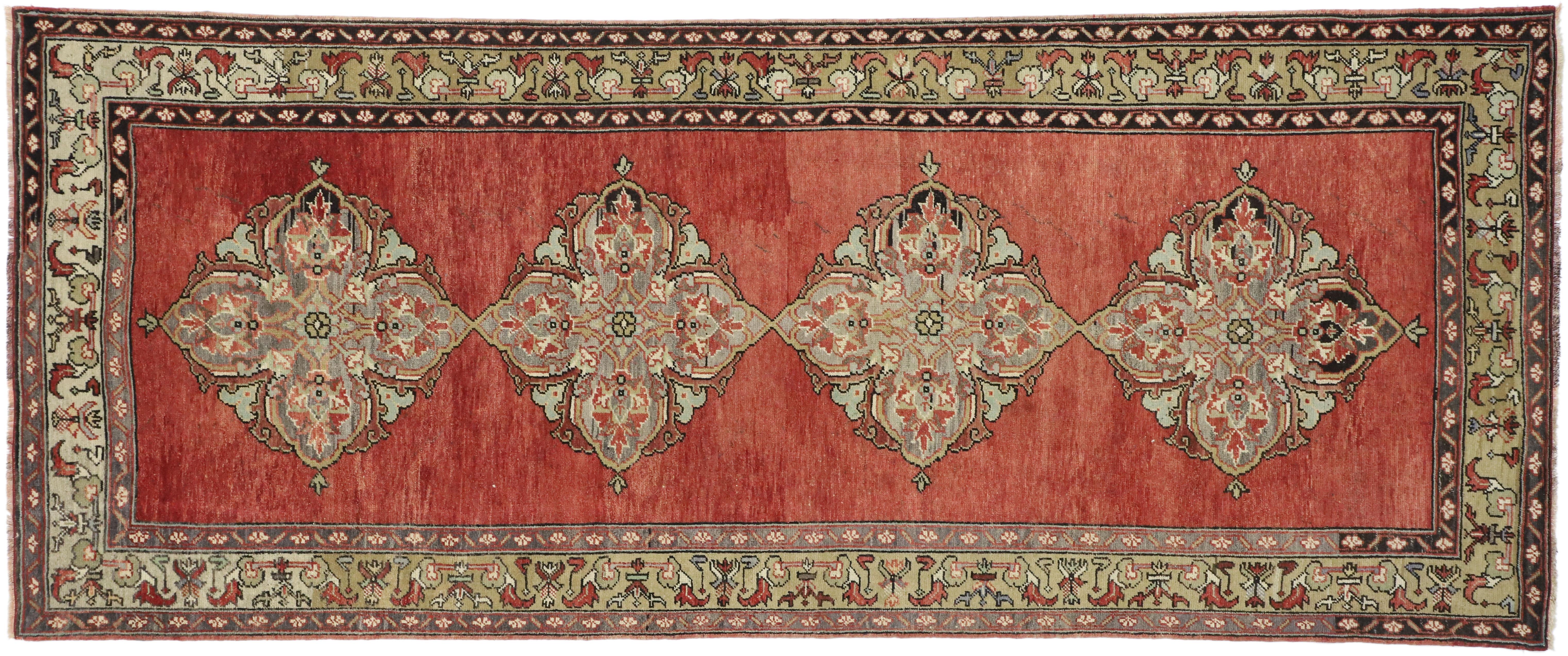 Laine Tapis de couloir turc Oushak de style traditionnel, large en vente