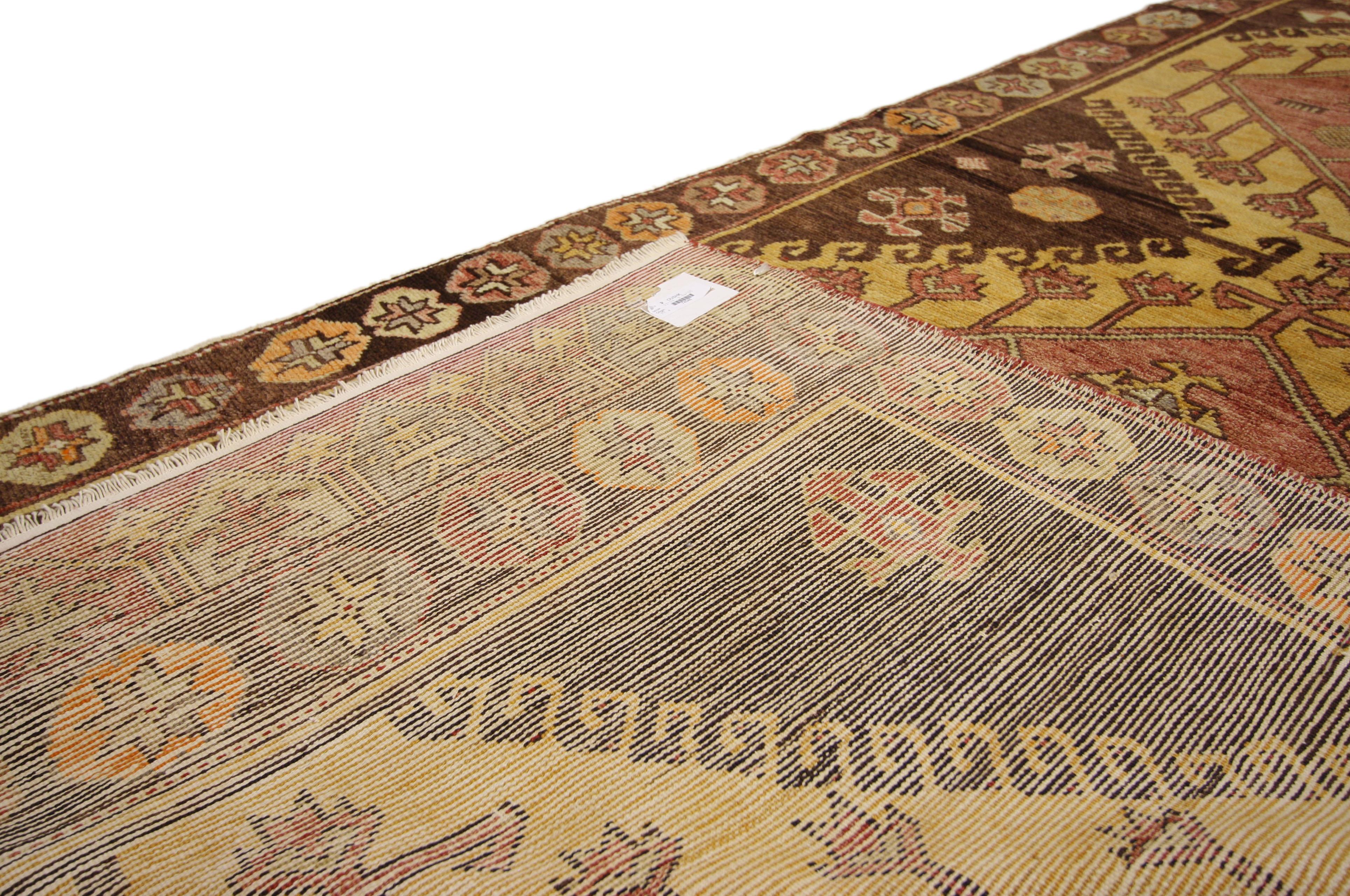 Vintage Turkish Oushak Runner with Tribal Style, Hallway Runner For Sale 5