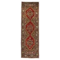 Retro Turkish Oushak Runner with Tribal Style, Hallway Runner