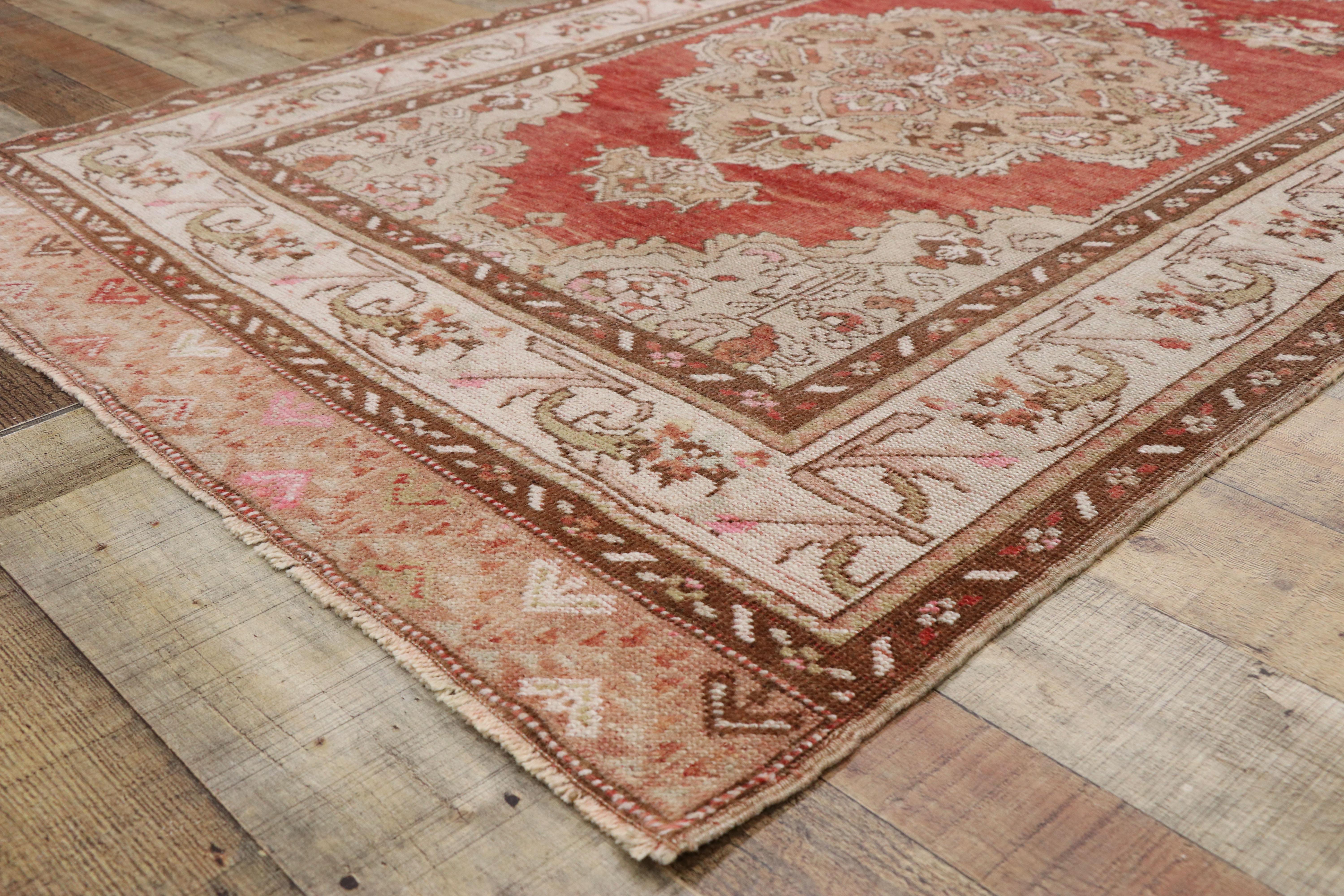 Wool Vintage Turkish Oushak Runner with Tudor Style For Sale