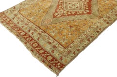 Vintage Turkish Oushak Runner with Warm Arts & Crafts Style