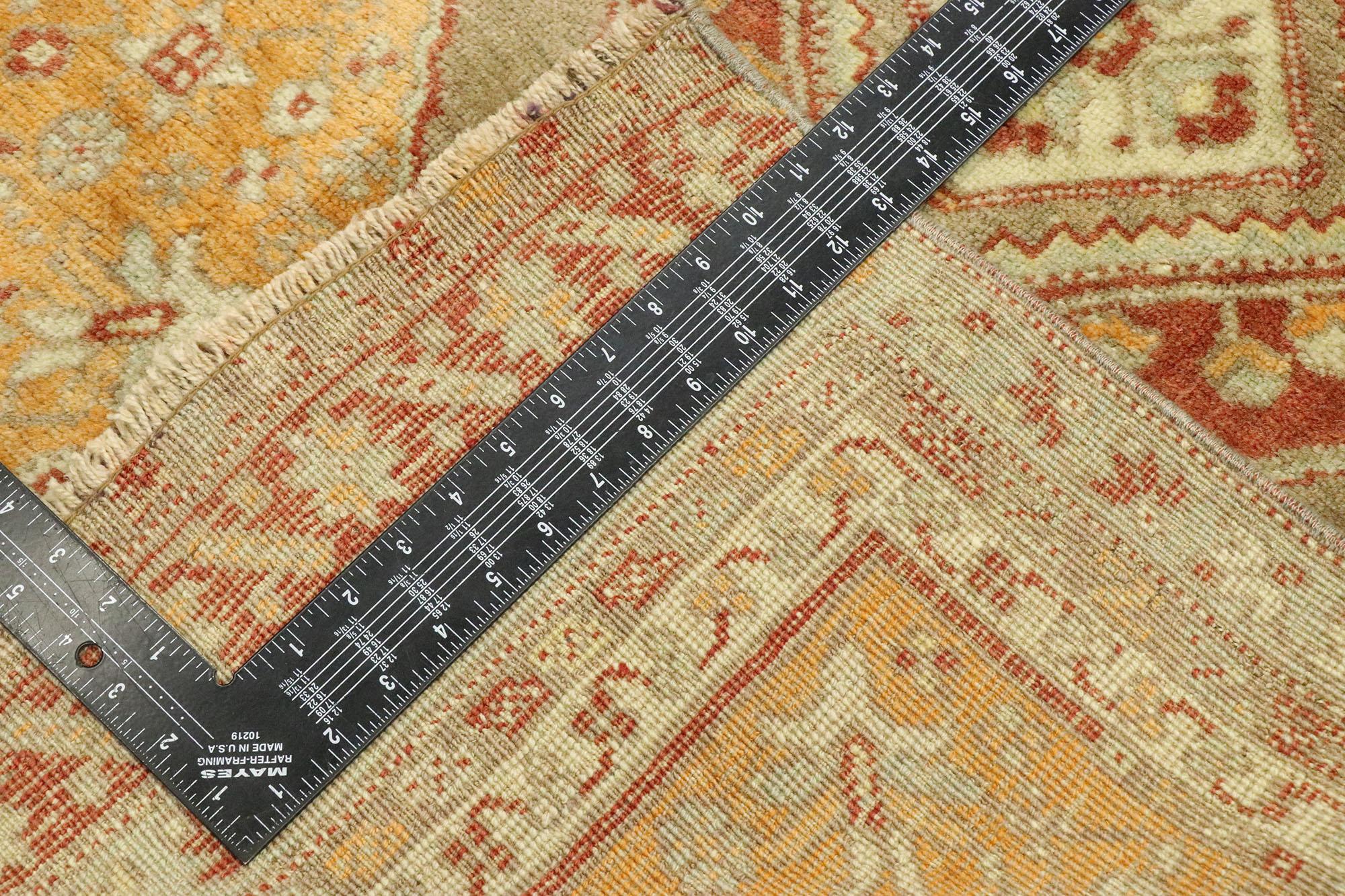 20th Century Vintage Turkish Oushak Runner with Warm Arts & Crafts Style For Sale