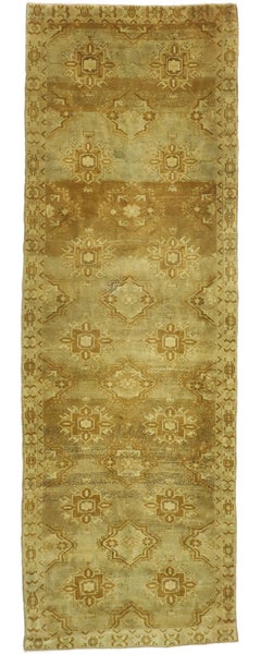 Vintage Turkish Oushak Runner with Modern Shaker Style