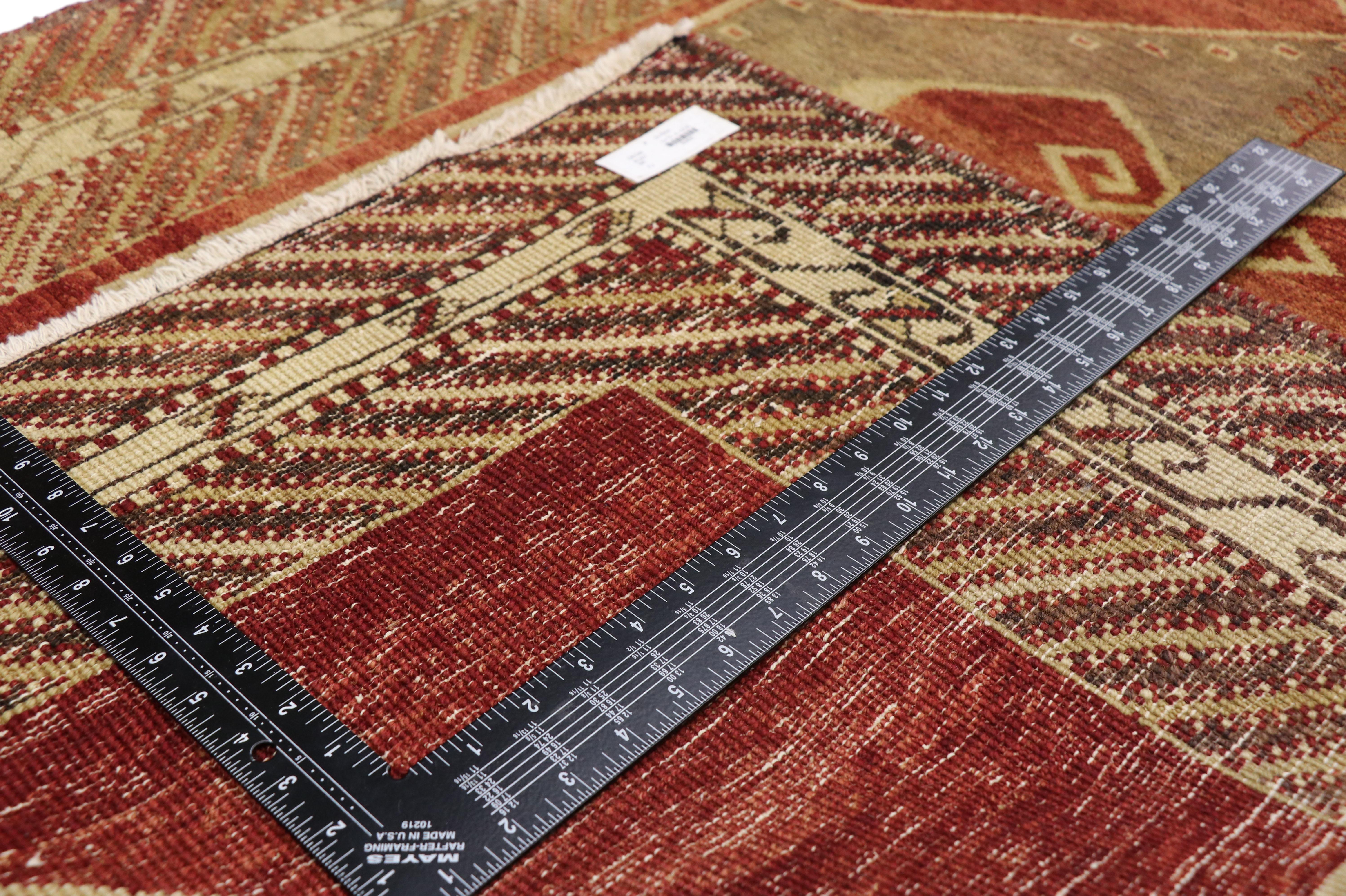 Vintage Turkish Oushak Runner with Warm Mid-Century Modern Artisan Style In Good Condition For Sale In Dallas, TX