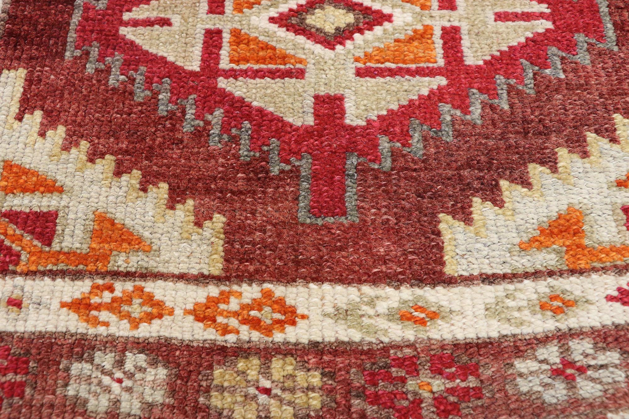 Vintage Turkish Oushak Runner with Warm Santa Fe Desert Tribal Style In Good Condition For Sale In Dallas, TX