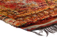 Vintage Turkish Oushak Shaggy Rug with Nomadic Tribal Style