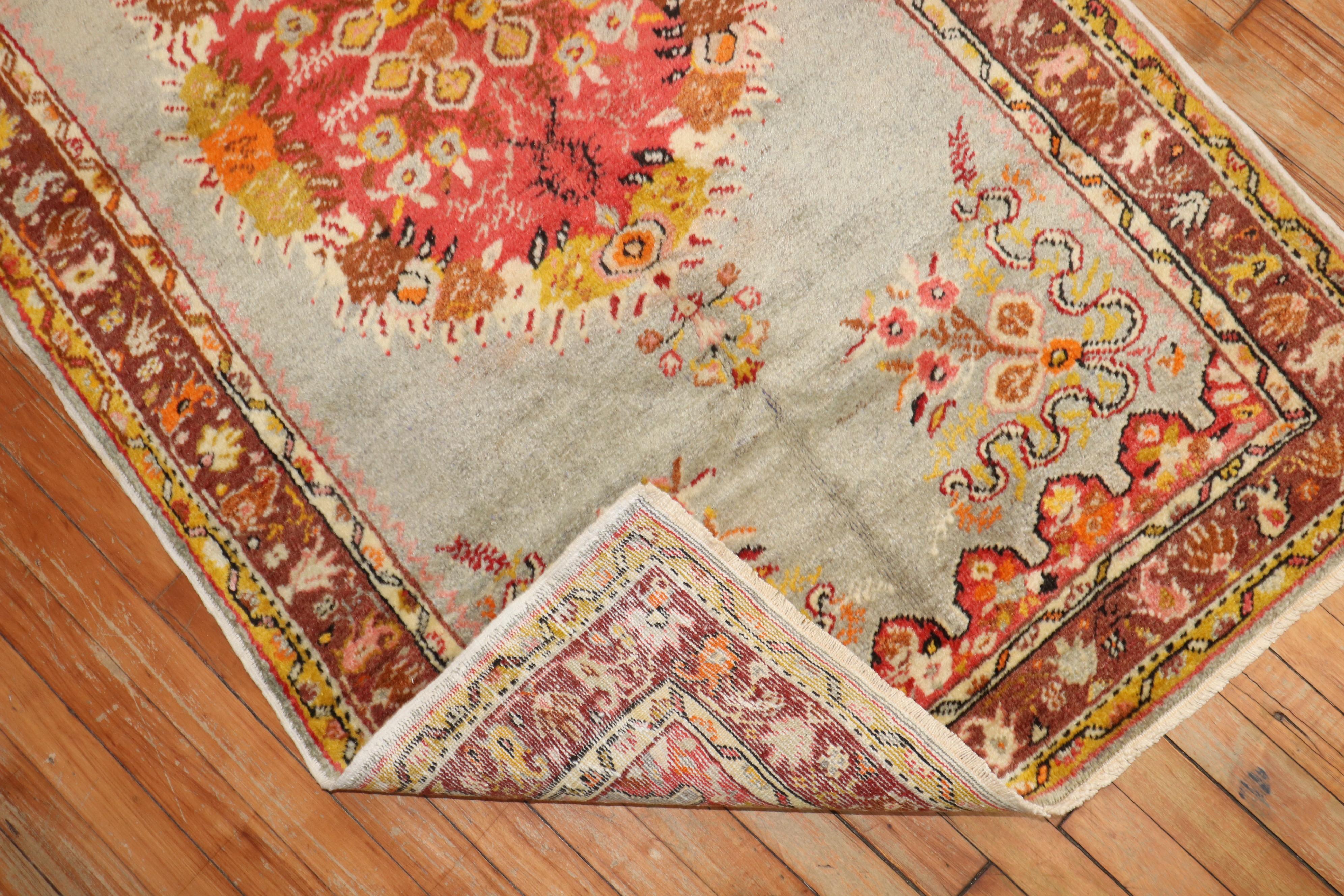 20th Century Vintage Turkish Oushak Throw Rug For Sale