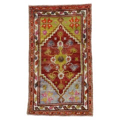 Vintage Turkish Oushak Throw Rug with Color Pop, Anatolian Yuntdag Rug