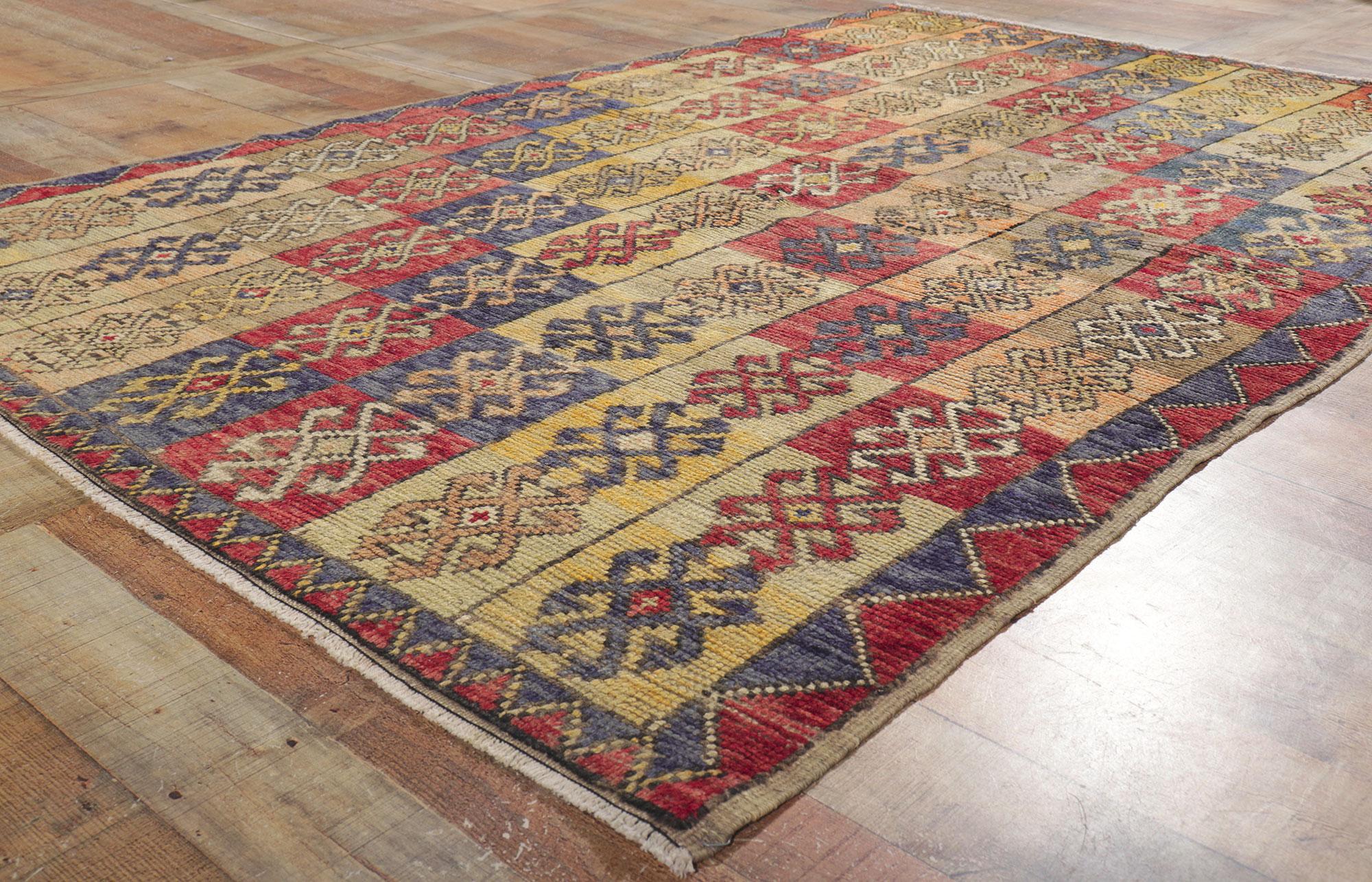 Vintage Turkish Oushak Tribal Rug For Sale 1