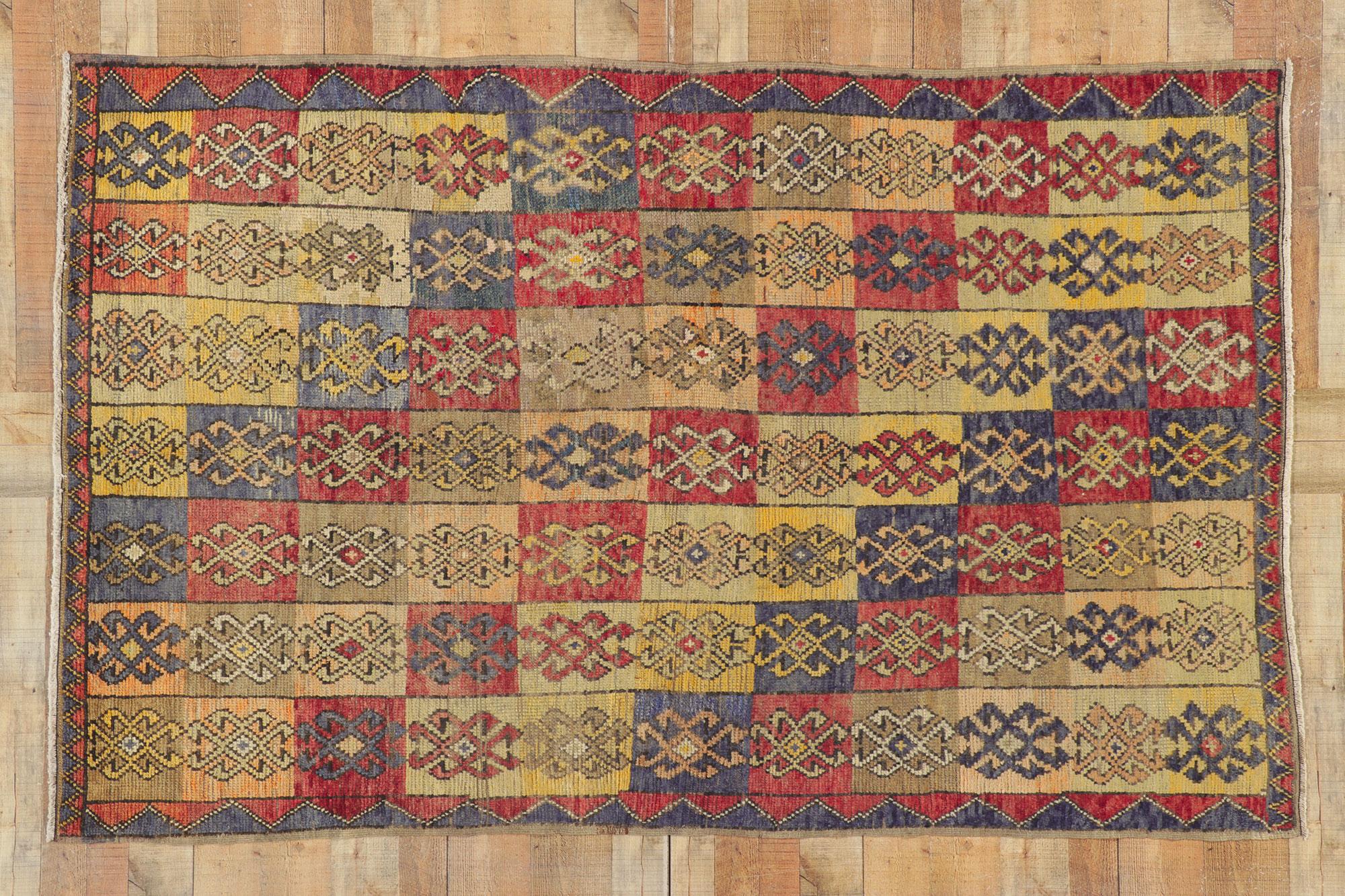 Vintage Turkish Oushak Tribal Rug For Sale 3