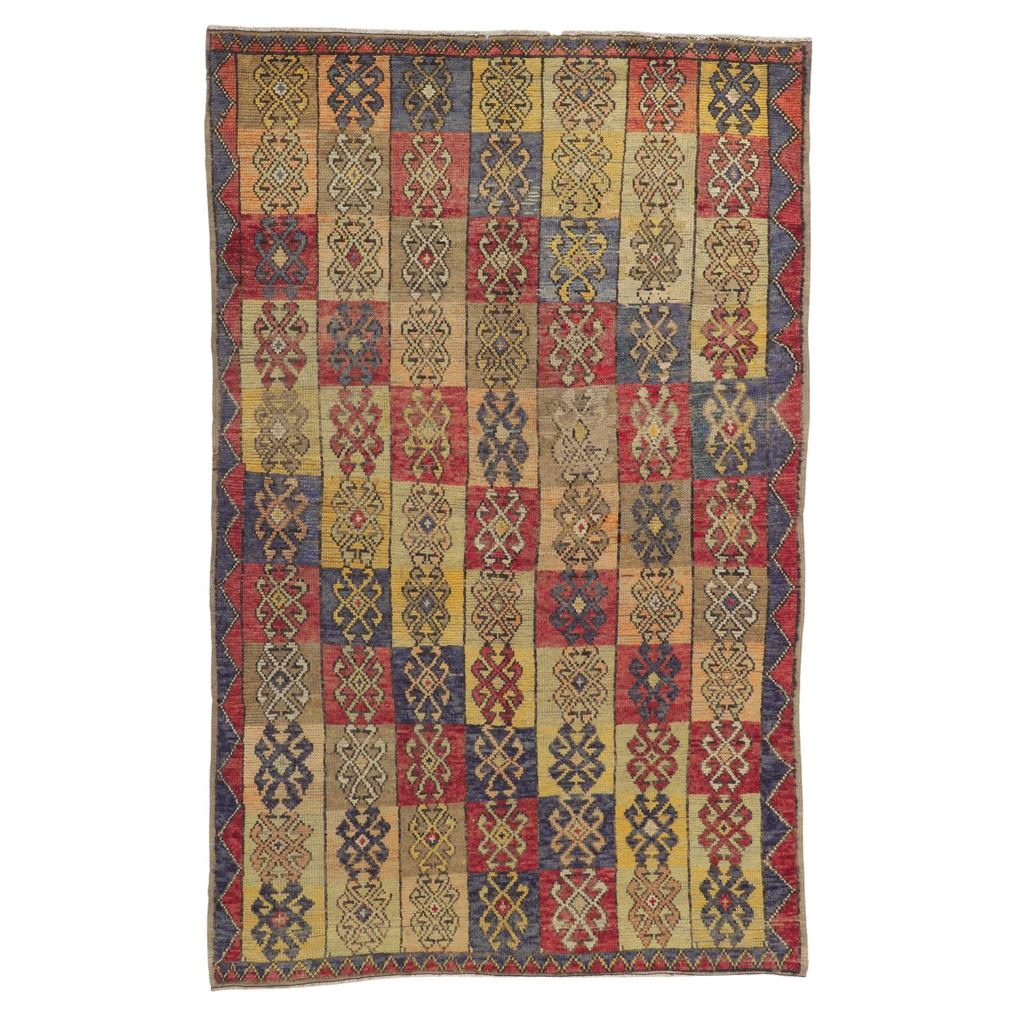 Vintage Turkish Oushak Tribal Rug