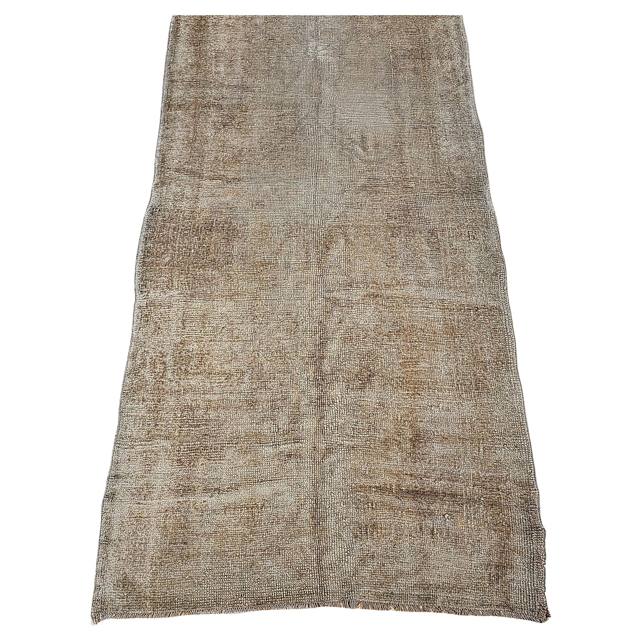 Vintage Turkish Oushak Wide Runner in an All-Over Pattern