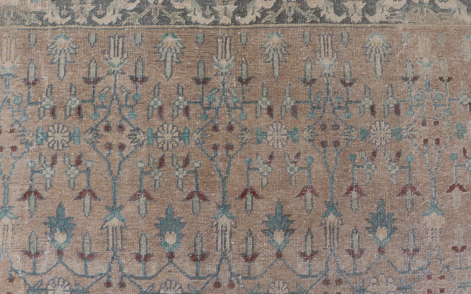 Vintage Turkish Oushak with All-Over Design in Muted Tones & Neutral Colors For Sale 2