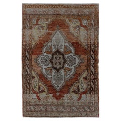 Vintage Turkish Oushak with Center Medallion and Floral Details