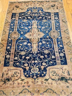 Vintage Turkish Oushak Area Rug, Wool Pile, Botanical Design, 1900s