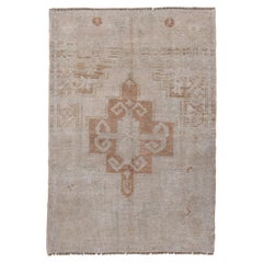 Vintage Turkish Oushak with Sand Field Vintage Turkish Oushak with Sand Field