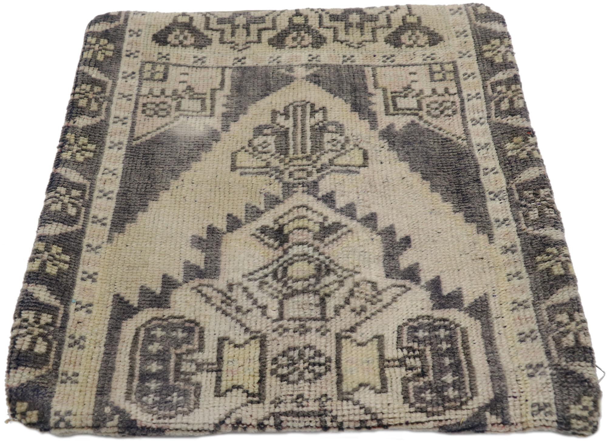 Hand-Knotted Vintage Turkish Oushak Wool Rug Pillow Cover For Sale